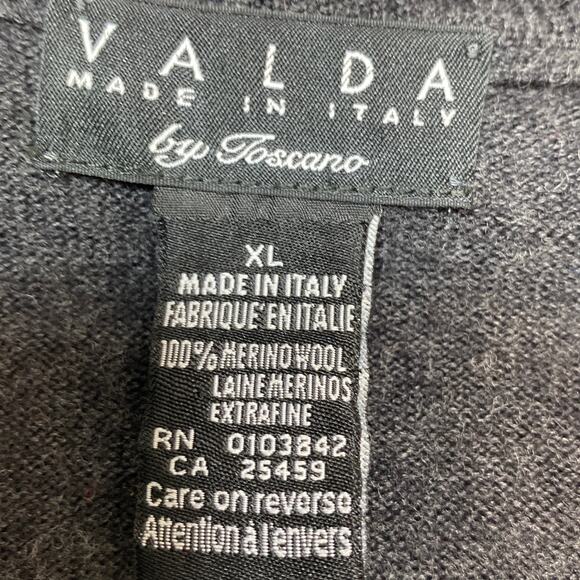 VALDA Toscano Charcoal Gray Wool Men's Sweater Vest XL Preppy Grandpacore Italy - Picture 5 of 16